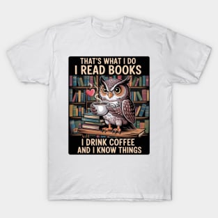 Night Owl Book Nerd Reading Coffee Lover Librarian Squad T-Shirt